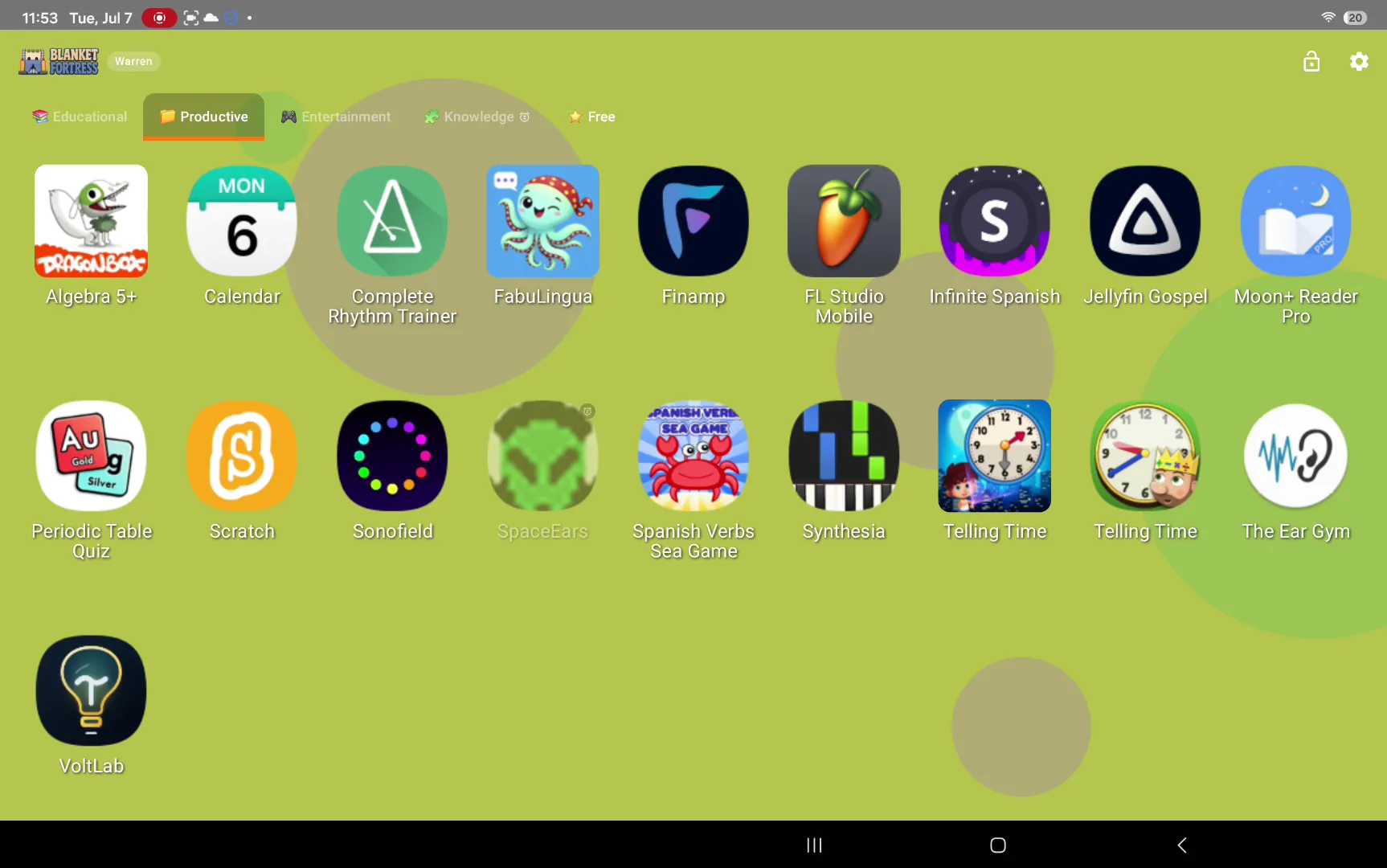 Android child home screen screenshot.