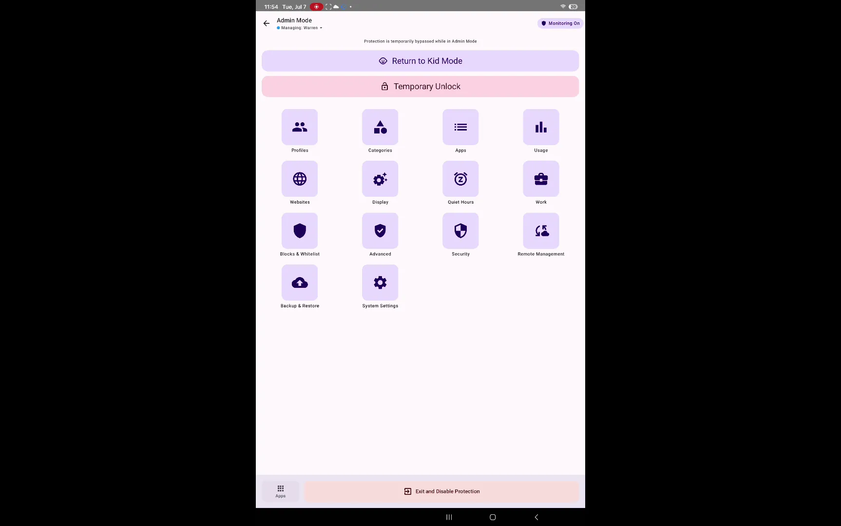 Android native settings screen.