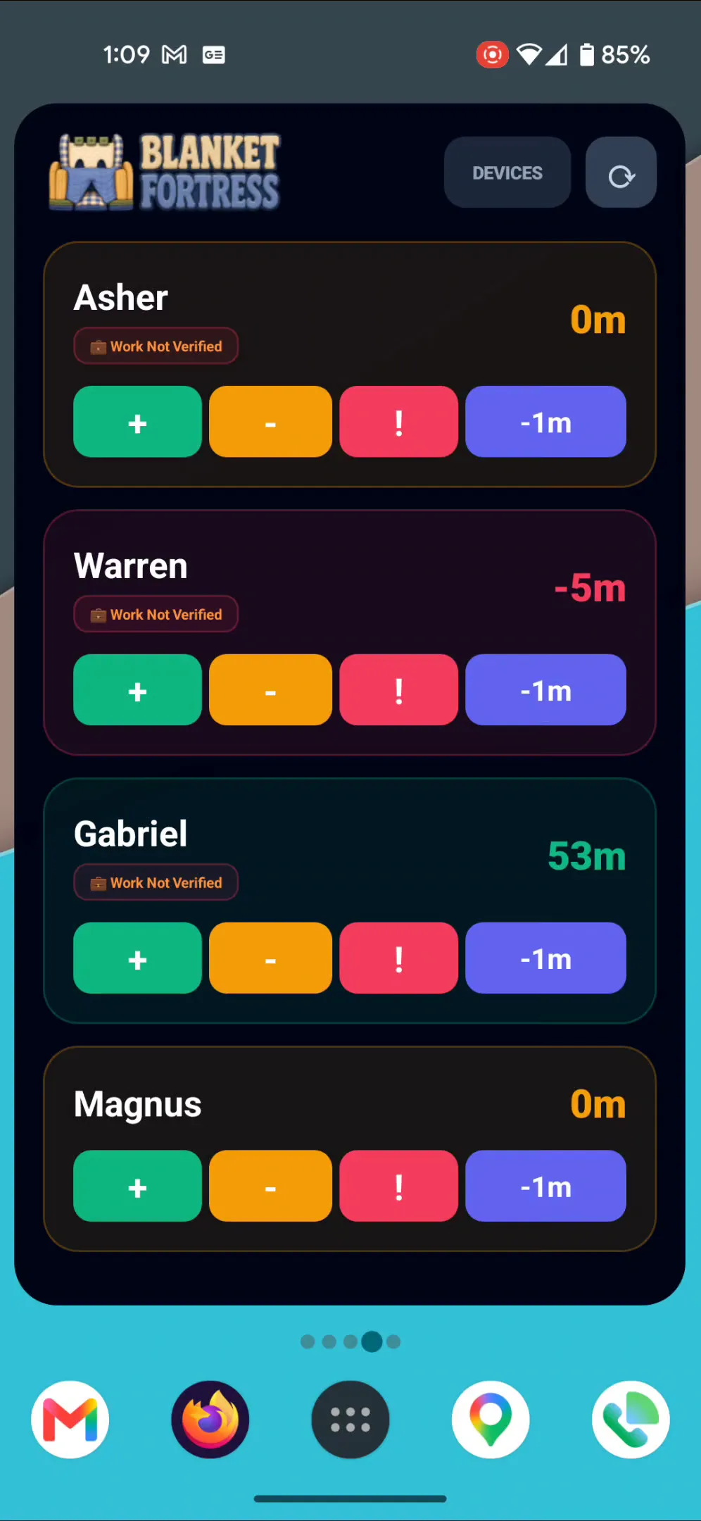 Parent remote screentime widget view.